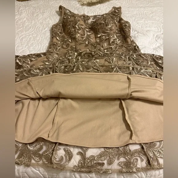 Mother of the Bride gown champagne sequins 8P Alex Evenings Formal dress gown - Picture 9 of 11